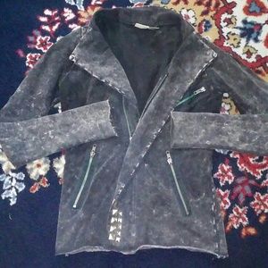 Punky biker acid wash jacket